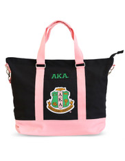 Alpha Kappa Alpha AKA Sorority Canvas Bag- Black/Pink