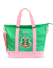 Alpha Kappa Alpha AKA Sorority Canvas Bag- Green/Pink
