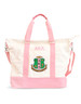 Alpha Kappa Alpha AKA  Sorority Canvas Bag- White/Pink