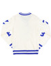 Zeta Phi Beta Sorority Pull Over V-Neck Sweater- Crest-White/Blue      