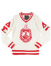 Delta Sigma Theta Sorority Pull Over V-Neck Sweater- Crest-White/Red-Style 2 -Front