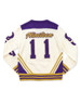 Omega Psi Phi Fraternity Pull Over V-Neck Sweater- Crest-White/Purple