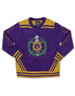 Omega Psi Phi Fraternity Pull Over V-Neck Sweater- Crest-Purple/Gold