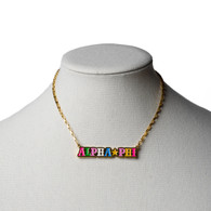 Alpha Phi Sorority Gold Box Chain Necklace  