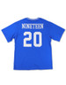 Zeta Phi Beta Sorority Oversized V-Neck Football Jersey Tee-Blue/White