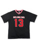 Delta Sigma Theta Sorority Oversized V-Neck Football Jersey Tee-Black/Red