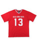 Delta Sigma Theta Sorority Oversized V-Neck Football Jersey Tee-Red/White