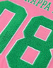 Alpha Kappa Alpha AKA Sorority Oversized V-Neck Football Jersey Tee-Pink/Green
