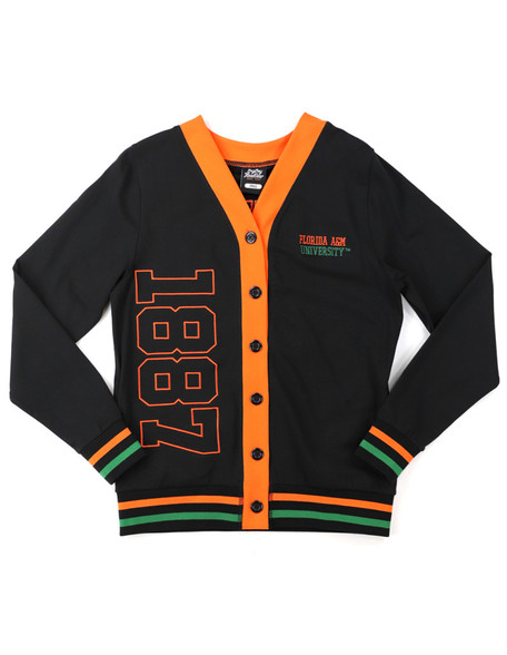Florida A&M University FAMU Cardigan- Women’s-Black/Orange-Front