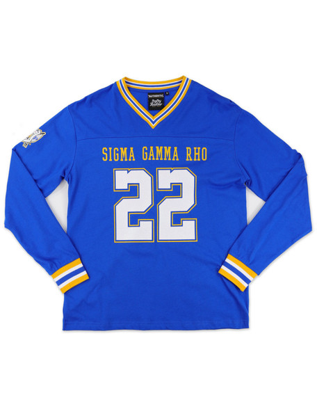 Sigma Gamma Rho Sorority Long Sleeve Jersey Shirt-Blue