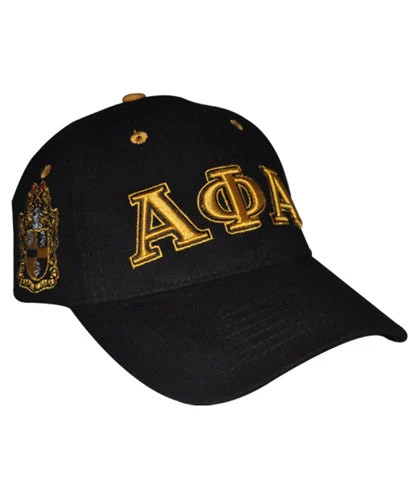 Alpha Phi Alpha Fraternity Three Greek Letter Baseball Hat-Black
