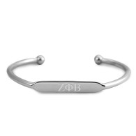 Zeta Phi Beta Sorority Three Greek Letters-White Gold-Plated Bangle Bracelet 