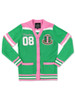Alpha Kappa Alpha AKA Sorority Sweater-Button Down-Crest-Green/Pink