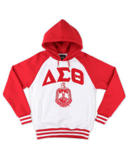 Delta Sigma Theta Sorority Hoodie- Crest- White/Red-Front
