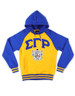 Sigma Gamma Rho Sorority Hoodie- Crest-Gold/Blue