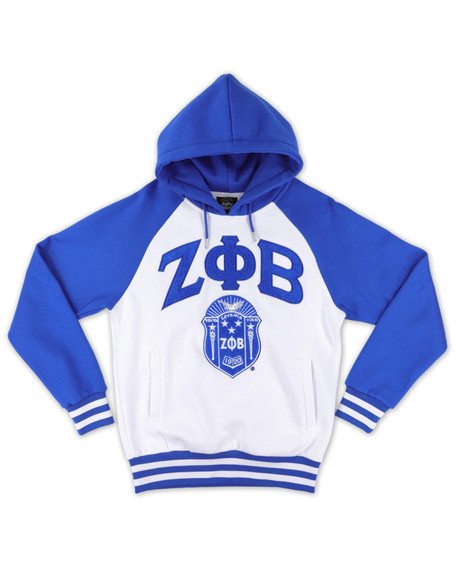 Zeta Phi Beta Sorority Hoodie- Crest-White/Blue