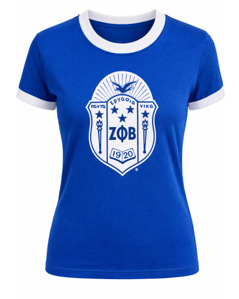 Zeta Phi Beta Sorority Flocked Ringer Tee