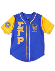 Sigma Gamma Rho Sorority Baseball Jersey- Button Up-Blue/Yellow