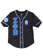 Zeta Phi Beta Sorority Baseball Jersey- Button Up-Black-Front