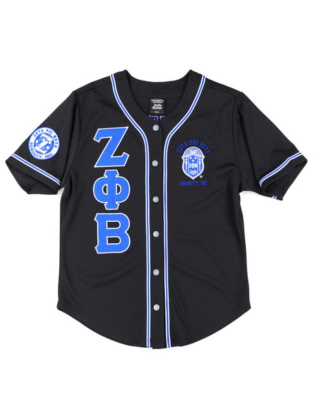 Zeta Phi Beta Sorority Baseball Jersey- Button Up-Black-Front