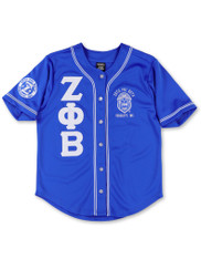 Zeta Phi Beta Sorority Baseball Jersey- Button Up-Blue-Front
