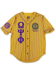 Omega Psi Phi Fraternity Baseball Jersey- Button Up-Old Gold
