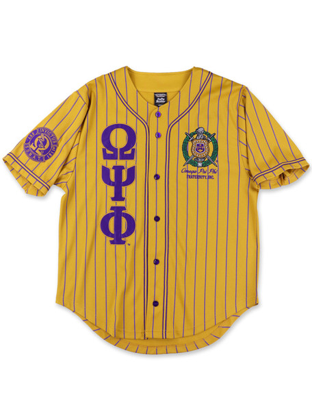 Omega Psi Phi Fraternity Baseball Jersey- Button Up-Old Gold