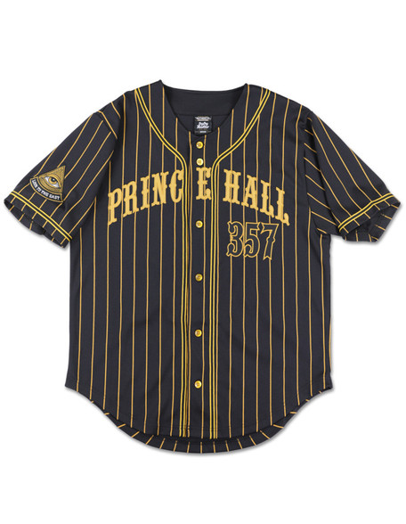 Prince Hall Mason Baseball Jersey- Button Up-Black