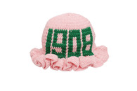 Alpha Kappa Alpha AKA Sorority Crochet Ruffle Bucket Hat-Pink