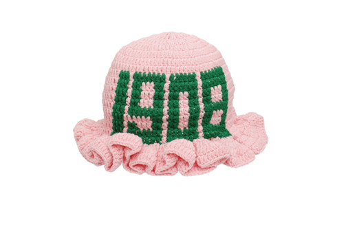 Alpha Kappa Alpha AKA Sorority Crochet Ruffle Bucket Hat-Pink