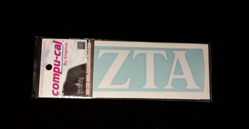 Zeta Tau Alpha ZTA Sorority White Car Letters
