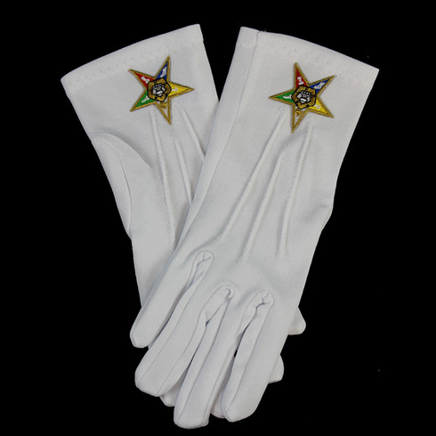 Order of the Eastern Star OES White Gloves with Symbol