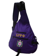 Omega Psi Phi Fraternity Sling Shoulder Bag Backpack with Greek Letters and Fraternity Crest