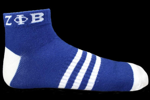 Zeta Phi Beta Sorority Multi-Color Ankle Socks- Blue/White