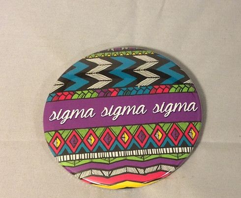 Sigma Sigma Sigma Tri-Sigma Tribal Print Button- Large