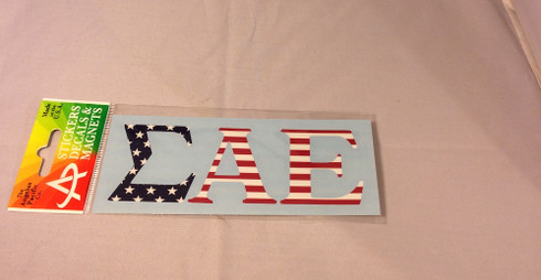 Sigma Alpha Epsilon SAE Fraternity Car Letters- American Flag Pattern 