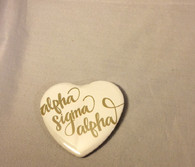Alpha Sigma Alpha Sorority Heart Shaped Pin- White