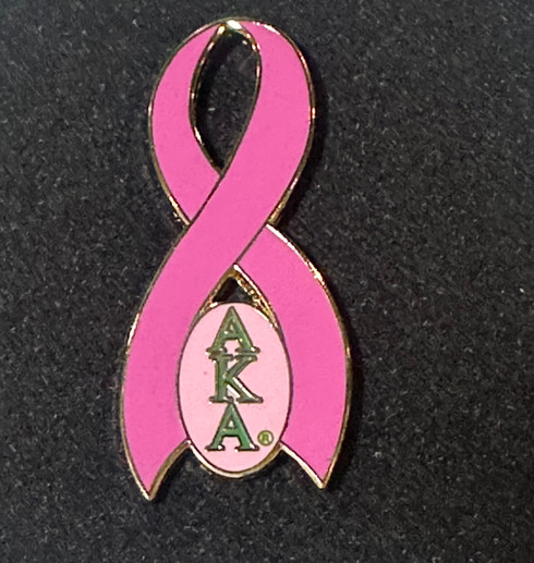 Alpha Kappa Alpha AKA Sorority Breast Cancer Ribbon Lapel Pin