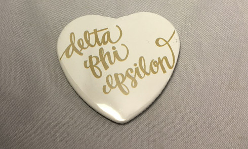 Delta Phi Epsilon DPHIE Sorority Heart Shaped Pin- White