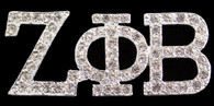 Zeta Phi Beta Sorority Crystal Pin- Silver