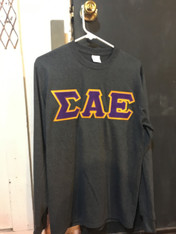 Sigma Alpha Epsilon SAE Fraternity Long Sleeve Shirt- Charcoal Heather 