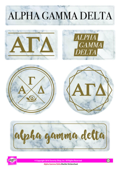 Alpha Gamma Delta Sorority Stickers- Marble