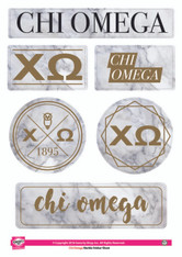Chi Omega Sorority Stickers- Marble
