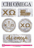 Chi Omega Sorority Stickers- Marble