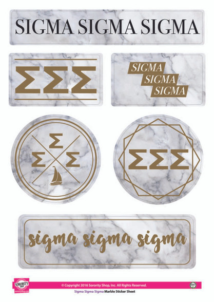 Sigma Sigma Sigma Tri-Sigma Sorority Stickers- Marble