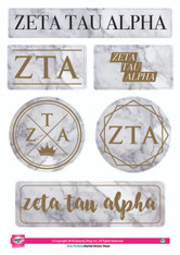 Zeta Tau Alpha ZTA Sorority Stickers- Marble