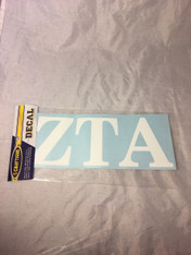 Zeta Tau Alpha ZTA Sorority White Car Letters- 3 1/2 inches