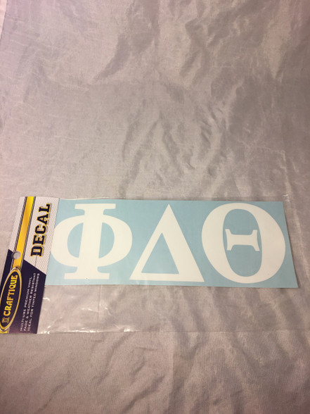 Phi Delta Theta Fraternity White Car Letters- 3 1/2 inches