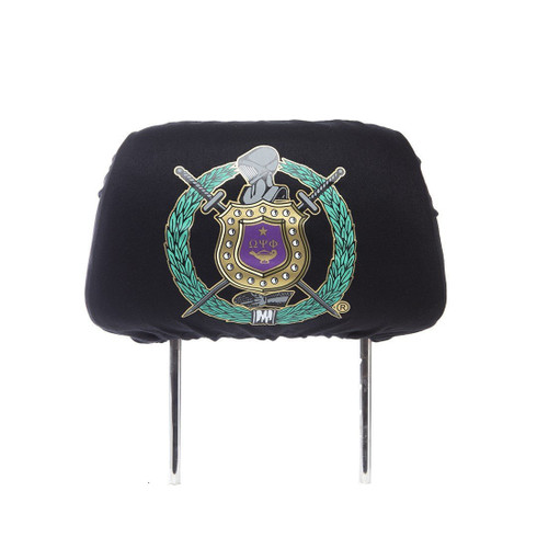 Omega Psi Phi Fraternity Headrest Cover- Black- Set of 2