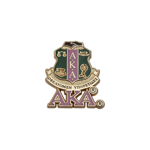 Alpha Kappa Alpha AKA Sorority Crest with 3 Greek Letter Lapel Pin ...